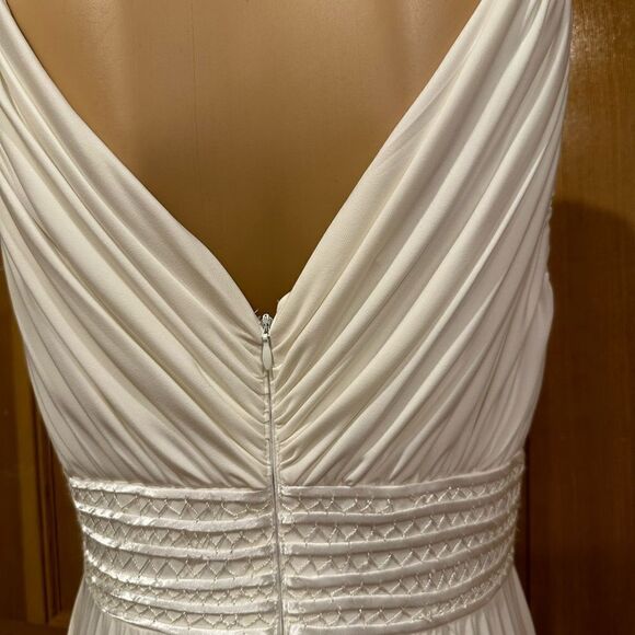 Ivy + Blu White Sleeveless V-Neck Pleated Dress SZ 8 - Picture 5 of 10